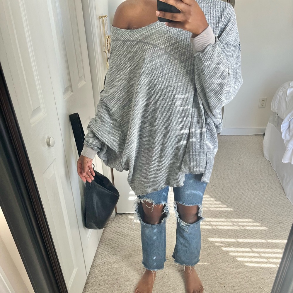 Free People waffle knit sweater top